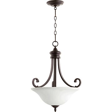 Bryant Three Light Pendant in Oiled Bronze  Satin Opal by Quorum International