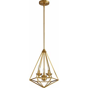Bennett Three Light Pendant in Aged Brass by Quorum International