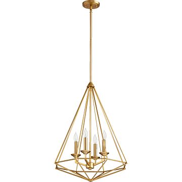 Bennett Four Light Pendant in Aged Brass by Quorum International