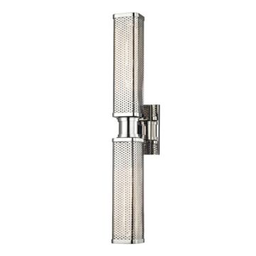 Gibbs Two Light Wall Sconce in Polished Nickel by Hudson Valley