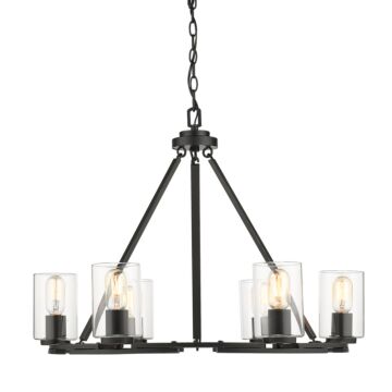 Monroe Six Light Chandelier in Matte Blackith Gold Highlights by Golden