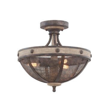 Coronado Three Light Semi Flush Mount in Florence Gold by Kalco
