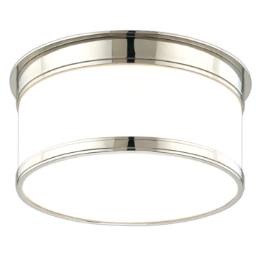 Geneva One Light Flush Mount in Polished Nickel by Hudson Valley