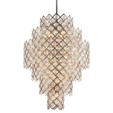 Tiara 17 Light Chandelier in Stria Gold Leaf Stainless Steel by Corbett Lighting