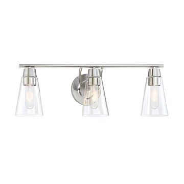 Echo 3-Light Bathroom Vanity Light Bar in Satin Platinum