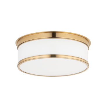 Geneva Two Light Flush Mount in Aged Brass by Hudson Valley