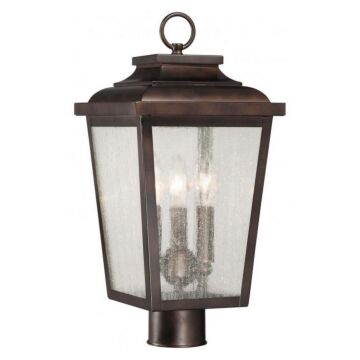 The Great Outdoors Irvington Manor 3 Light 18 Inch Outdoor Post Light in Chelesa Bronze