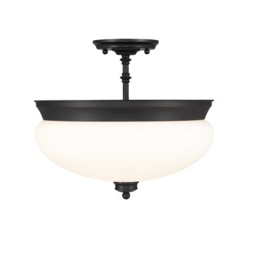 Z-Lite Amon 3-Light Semi Flush Mount Ceiling Light In Matte Black