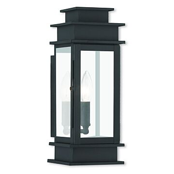 Princeton 1-Light Outdoor Wall Lantern in Black w with Polished Chrome Stainless Steel