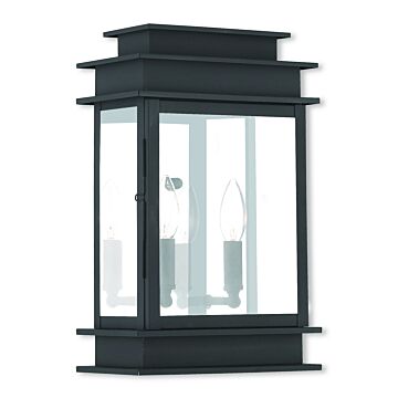 Princeton 2-Light Outdoor Wall Lantern in Black w with Polished Chrome Stainless Steel
