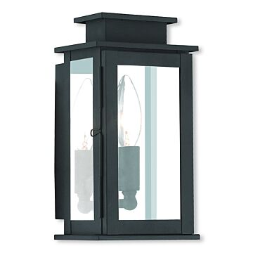 Princeton 1-Light Outdoor Wall Lantern in Black w with Polished Chrome Stainless Steel