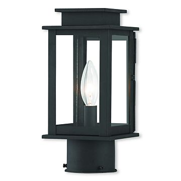 Princeton 1-Light Outdoor Post-Top Lanterm in Black w with Polished Chrome Stainless Steel