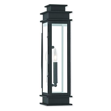 Princeton 1-Light Outdoor Wall Lantern in Black w with Polished Chrome Stainless Steel
