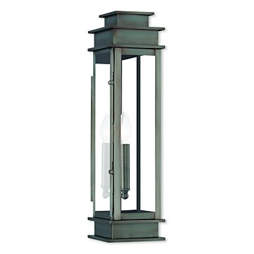 Princeton 1-Light Outdoor Wall Lantern in Vintage Pewter w with Polished Chrome Stainless Steel