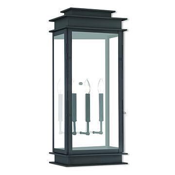 Princeton 3-Light Outdoor Wall Lantern in Black w with Polished Chrome Stainless Steel
