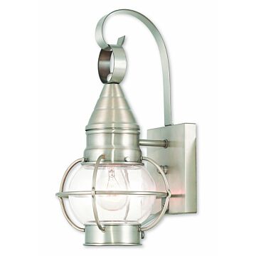 Newburyport 1-Light Outdoor Wall Lantern in Brushed Nickel