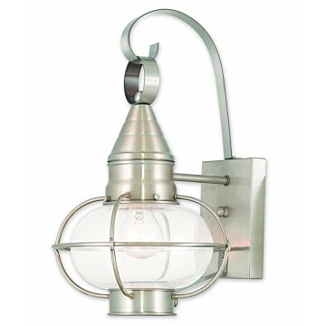 Newburyport 1-Light Outdoor Wall Lantern in Brushed Nickel
