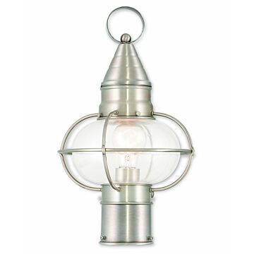 Newburyport 1-Light Outdoor Post-Top Lanterm in Brushed Nickel