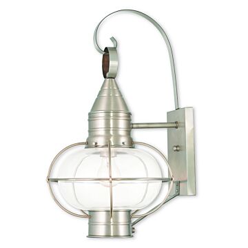 Newburyport 1-Light Outdoor Wall Lantern in Brushed Nickel
