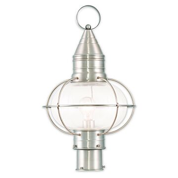 Newburyport 1-Light Outdoor Post-Top Lanterm in Brushed Nickel