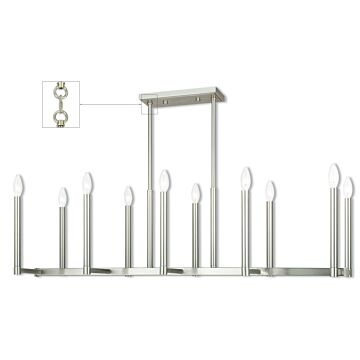 Alpine 10-Light Linear Chandelier in Brushed Nickel