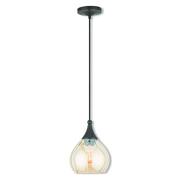 Hand Blown Art Glass Mini Pendants 1-Light Mini Pendant in English Bronze