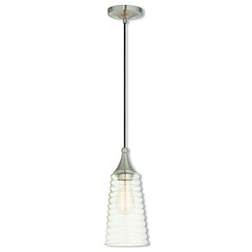 Hand Blown Art Glass Mini Pendants 1-Light Mini Pendant in Brushed Nickel