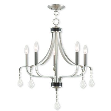 Laurel 5-Light Chandelier in Brushed Nickel w with English Bronzes