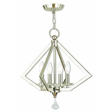 Diamond 4-Light Mini Chandelier in Polished Nickel