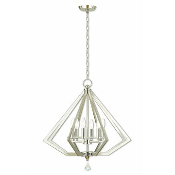 Diamond 6-Light Chandelier in Polished Nickel