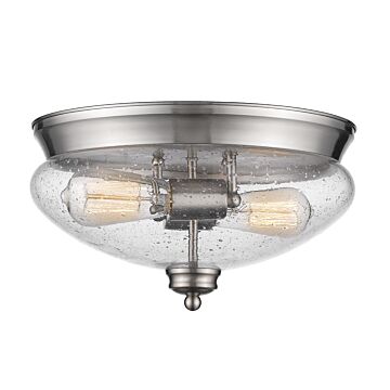 Z-Lite Amon 2-Light Flush Mount Ceiling Light In Brushed Nickel