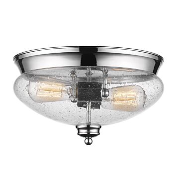 Z-Lite Amon 2-Light Flush Mount Ceiling Light In Chrome