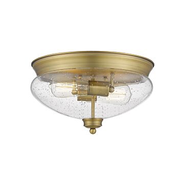 Z-Lite Amon 2-Light Flush Mount Ceiling Light In Heritage Brass
