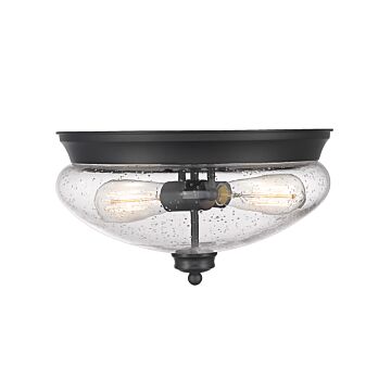 Z-Lite Amon 2-Light Flush Mount Ceiling Light In Matte Black