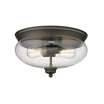 Z-Lite Amon 2-Light Flush Mount Ceiling Light In Olde Bronze