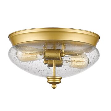 Z-Lite Amon 2-Light Flush Mount Ceiling Light In Satin Gold