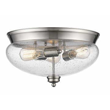 Z-Lite Amon 3-Light Flush Mount Ceiling Light In Brushed Nickel