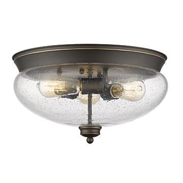 Z-Lite Amon 3-Light Flush Mount Ceiling Light In Olde Bronze