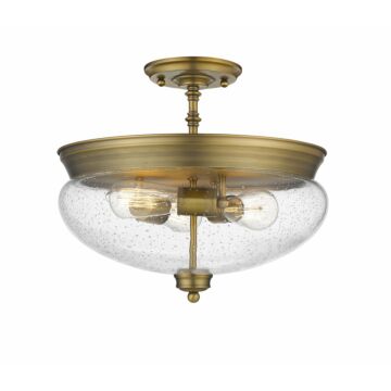Z-Lite Amon 3-Light Semi Flush Mount Ceiling Light In Heritage Brass