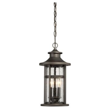 The Great Outdoors Highland Ridge 4 Light 19 Inch Outdoor Hanging Light in Oil Rubbed Bronze with Gold High