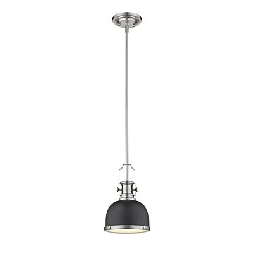 Z-Lite Melange 1-Light Mini Pendant Light In Matte Black With Brushed Nickel