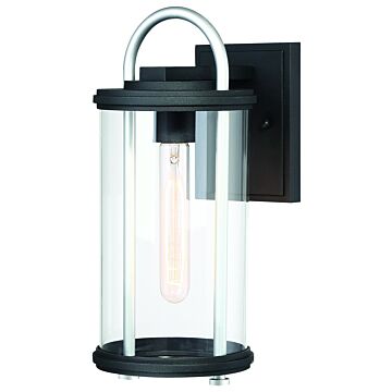 The Great Outdoors Keyser 14 Inch Outdoor Wall Light in Black with Silver Accent