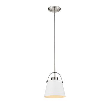 Z-Lite Z-Studio 1-Light Mini Pendant Light In Matte White With Brushed Nickel