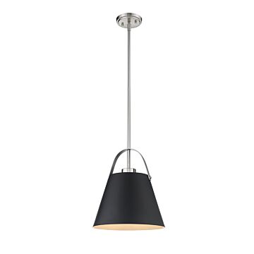 Z-Lite Z-Studio 1-Light Pendant Light In Matte Black With Brushed Nickel