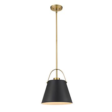 Z-Lite Z-Studio 1-Light Pendant Light In Matte Black With Heritage Brass