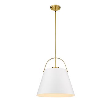 Z-Lite Z-Studio 1-Light Pendant Light In Matte White With Heritage Brass