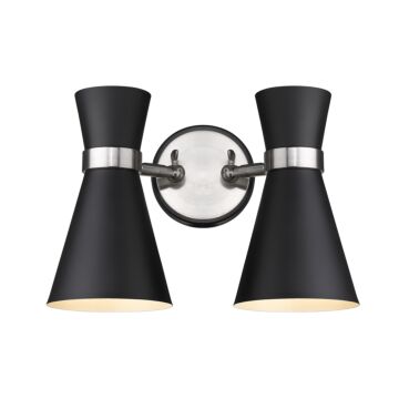 Z-Lite Soriano 2-Light Wall Sconce In Matte Black With Brushed Nickel