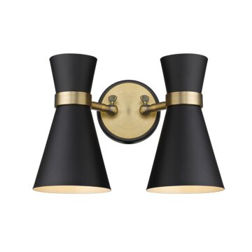 Z-Lite Soriano 2-Light Wall Sconce In Matte Black With Heritage Brass