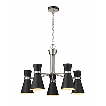 Z-Lite Soriano 5-Light Chandelier In Matte Black With Brushed Nickel