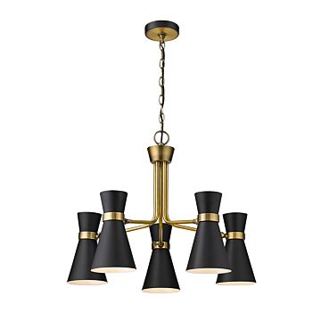 Z-Lite Soriano 5-Light Chandelier In Matte Black With Heritage Brass